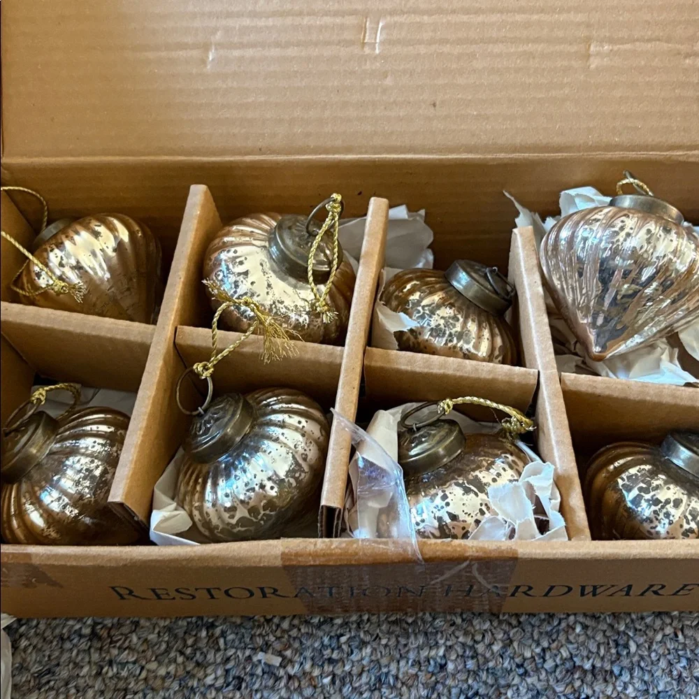 8 Restoration Hardware  Gold Ornaments Christmas Tree Decorations